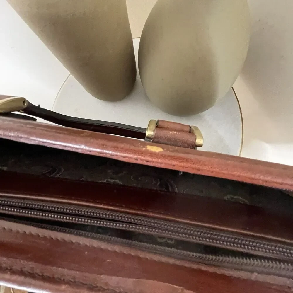 VTG 70s 80s Crouch & Fitzgerald Cognac Leather Document Holder Briefcase Wall St